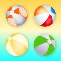 four summer balls agains agradient background vector