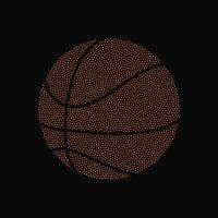 An illustration of a basketball, featuring orange dots on a black background vector