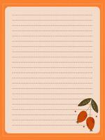 Autumn memories page template with rosehip branch vector