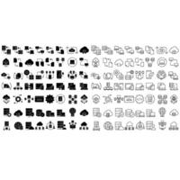 Data center icon set. Data analytics illustration sign collection. Server symbol. Hosting web icons. Containing cloud computing, technology, big data, database and more. vector