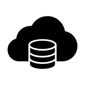 nube informática con base de datos aislado icono ilustración diseño negro y blanco vector