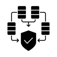 Data protection black icon, concept illustration, flat symbol, glyph sign. vector
