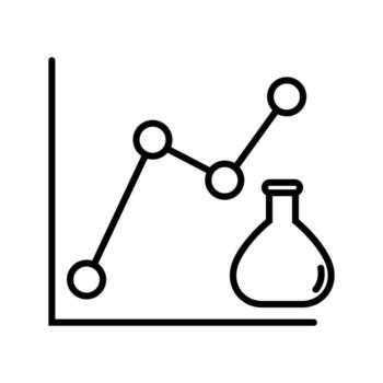 Flask and graph line icon, concept illustration, outline symbol, sign, linear symbol. vector