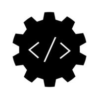 Gear and code icon. Cogwheel gear and code symbol. vector