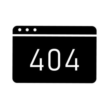 404 error sólido icono. gráficos. negro y blanco ilustración. pictograma es aislado en un blanco antecedentes. diseñado para web y software interfaces vector