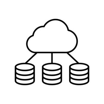 cloud computing with database server isolated icon illustration design, line style vector