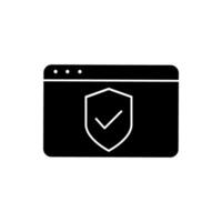 shield with cyber security icon over white background, silhouette style, illustration vector