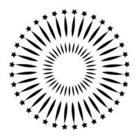 Starburst, sunburst element. Radial, radiating lines. Circular, concentric design element vector