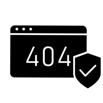 404 error sólido web icono. gráficos. negro y blanco ilustración. pictograma es aislado en un blanco antecedentes. diseñado para web y software interfaces vector