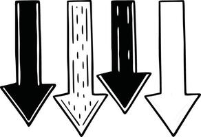 set of arrows. Arrows Pointing Down black and white. vector