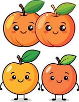 Cute Animated Apples Smiling and Happy vector