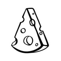 Triangle piece of cheese line monochrome vector