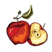 red apple hand drawing color vector