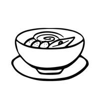 bowl of soup line symbol simple monochrome vector