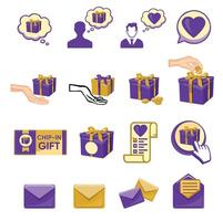 set of symbols of gifts, wish list, dreams colored vector