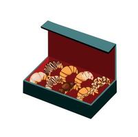 box with a set of delicious Croissants hand drawn illustration color vector