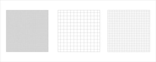 Set of Grid Paper Patterns . Fine, Medium, and Large Square Templates on White Background vector
