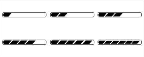 Minimalist Loading Bar Progress Icons . Black UI Elements Set on White Background vector