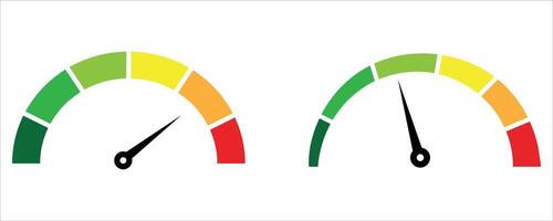 Dual Color Coded Speedometer . Progress and Performance Indicator Illustration vector