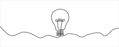 Continuous Line Drawing of Light Bulb . Minimalist Idea Symbol on White Background vector
