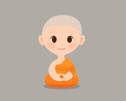 Adorable great monk characters expressing emotions in peaceful meditation. vector