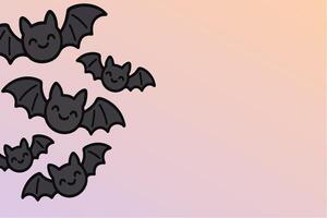 Flying bats with cheerful expressions against a soft gradient background during twilight hours vector