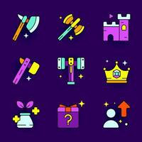 Colorful game icons and symbols vector