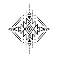 Aztec element, ethnic hand drawn ornament. Tribal design, geometric symbol for frame, tattoo, border, logo, card, decorative paper. Navajo motif, isolated on white background. vector