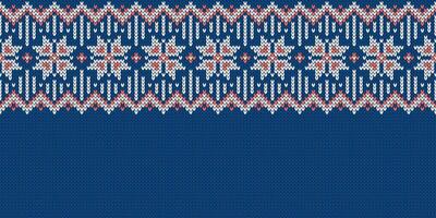 Knitwear texture. Template with empty place for text. Traditional seasonal seamless wide background for holiday design. Winter knitted sweater pattern with snowflakes. Illustration Christmas. vector