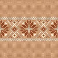 Scandinavian knitted seamless pattern. Sweater in Norwegian native style, ornament with snowflakes. Fair Isle design. Wool texture. Winter holiday background, illustration. vector