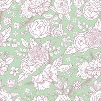 Seamless pattern with different flowers. Hand drawn compositions floral. Boho style. Summer. Floral pattern for textile, packaging, greeting cards, invitations, wedding decoration. Bohemian collection vector