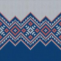 Scandinavian knitted seamless pattern. Norwegian native style sweater, ornament with snowflakes. Design Fair Isle. Wool texture. Winter holiday background illustration. vector