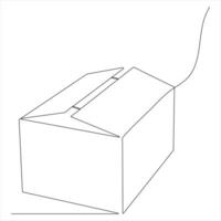 Continuous line art drawing of a cardboard box minimalist parcel and courier delivery concept illustration vector