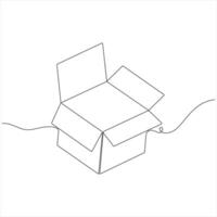 One Line art Sketch of a Cardboard Parcel Minimal Design for Courier and E-commerce Concept vector