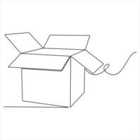 Continuous Line Art Drawing of a Shipping Box Simple Parcel and Delivery Service Illustration vector