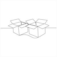 Continuous oneline drawing of a cardboard box minimalist parcel and courier delivery concept illustration vector