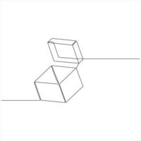 One continuous line drawing of a cardboard box minimalist parcel and courier delivery concept vector