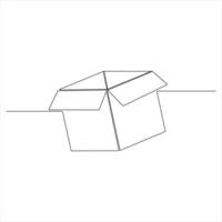 Continuous Single Line Art of a Cardboard Delivery Box Minimalist Logistics and Packaging vector