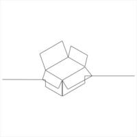 Continuous line drawing of a cardboard box minimalist parcel and courier delivery concept illustration vector