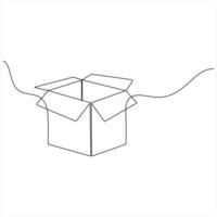 Minimalist Illustration of a Cardboard Box Continuous One Line Parcel and Delivery Theme vector
