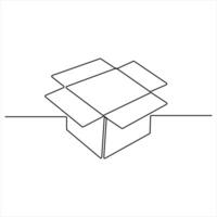 One Line Sketch of a Cardboard Parcel Minimal Design for Courier and E-commerce Concept vector