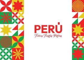 Felices Fiestas Patrias Peru Independence Day celebration banner with modern flat style, colorful geometric abstract background, and festive pattern template. vector