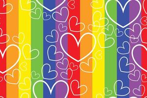Rainbow striped seamless pattern, LGBT flag against homosexual discrimination. Grunge rainbow repeating background, Hand-drawn colorful stripes. vector
