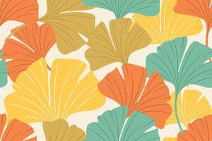 Colorful ginkgo leaves pattern vector