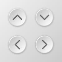Up Down Left Right button neomorphism style with shadow isolated on gradient background vector