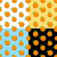 Set of seamless patterns with whole orange and leaves. Ornament for decoration and printing on fabric. Design element. image vector