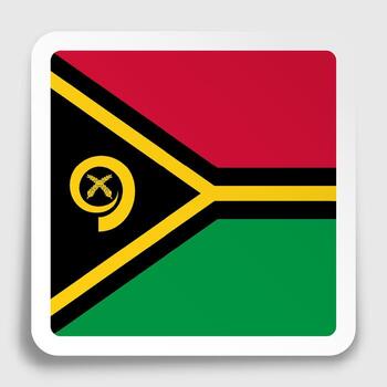 Vanuatu flag icon on paper square sticker with shadow. Button for mobile application or web. image vector