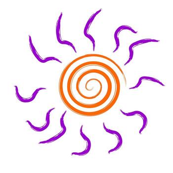 Abstract Brushstroke Sun with Rays and Circular Pattern Illustration vector