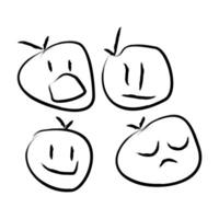 Brush Style Handdrawn Simple Emotion Face Shape Graphic Icon Set vector