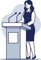 A woman is standing at a podium and giving a speech vector